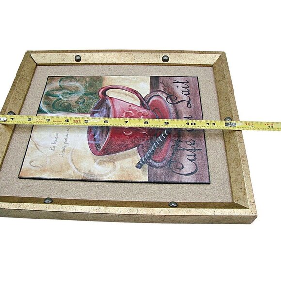 Coffee Decor Cafe Decorative Framed Wall Art Mocha Plate W/ Stand Coffee Center - Picture 11 of 12